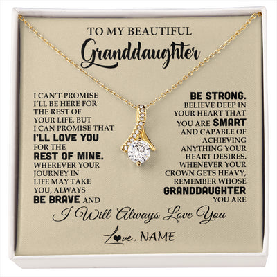 Alluring Beauty Necklace 18K Yellow Gold Finish | 1 | Personalized To My Beautiful Granddaughter Gifts Necklace From Grandma Grandpa Inspirational Birthday Gift For Granddaughter Graduation Christmas Message Card | siriusteestore