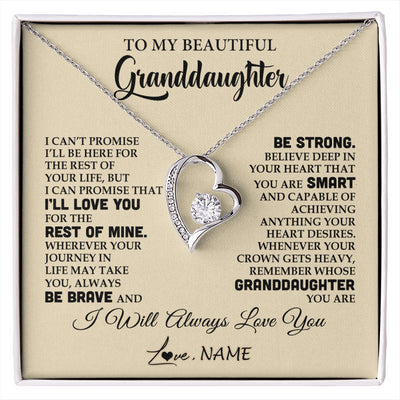 Forever Love Necklace 14K White Gold Finish | 1 | Personalized To My Beautiful Granddaughter Gifts Necklace From Grandma Grandpa Inspirational Birthday Gift For Granddaughter Graduation Christmas Message Card | siriusteestore