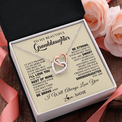 Interlocking Hearts Necklace Stainless Steel & Rose Gold Finish | 2 | Personalized To My Beautiful Granddaughter Gifts Necklace From Grandma Grandpa Inspirational Birthday Gift For Granddaughter Graduation Christmas Message Card | siriusteestore