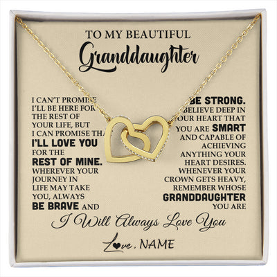 Interlocking Hearts Necklace 18K Yellow Gold Finish | 1 | Personalized To My Beautiful Granddaughter Gifts Necklace From Grandma Grandpa Inspirational Birthday Gift For Granddaughter Graduation Christmas Message Card | siriusteestore