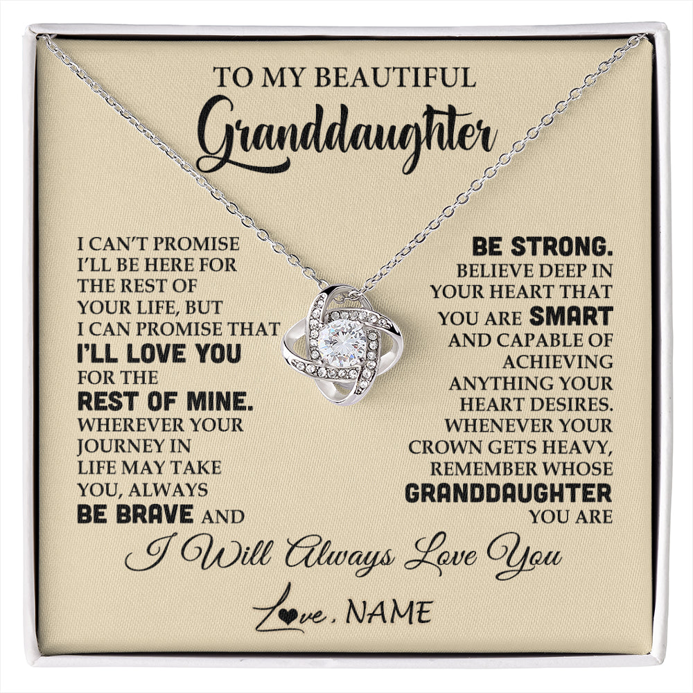 Love Knot Necklace 14K White Gold Finish | 1 | Personalized To My Beautiful Granddaughter Gifts Necklace From Grandma Grandpa Inspirational Birthday Gift For Granddaughter Graduation Christmas Message Card | siriusteestore