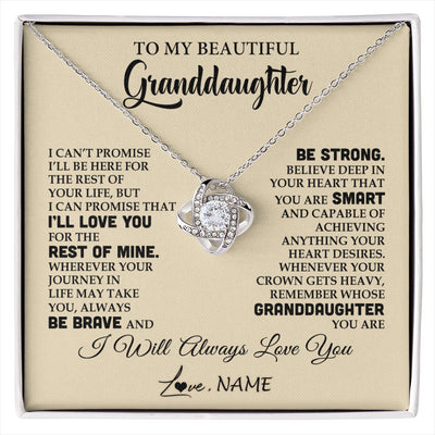 Love Knot Necklace 14K White Gold Finish | 1 | Personalized To My Beautiful Granddaughter Gifts Necklace From Grandma Grandpa Inspirational Birthday Gift For Granddaughter Graduation Christmas Message Card | siriusteestore