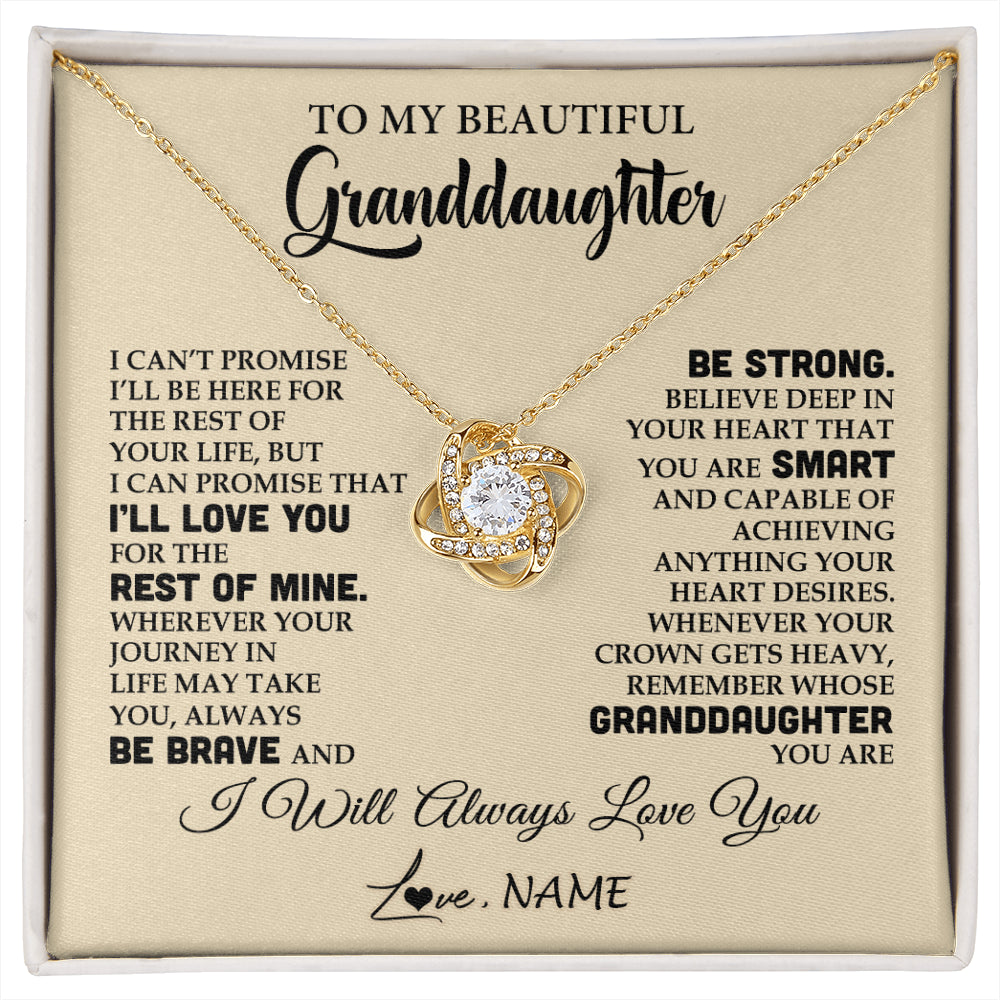 Love Knot Necklace 18K Yellow Gold Finish | 1 | Personalized To My Beautiful Granddaughter Gifts Necklace From Grandma Grandpa Inspirational Birthday Gift For Granddaughter Graduation Christmas Message Card | siriusteestore