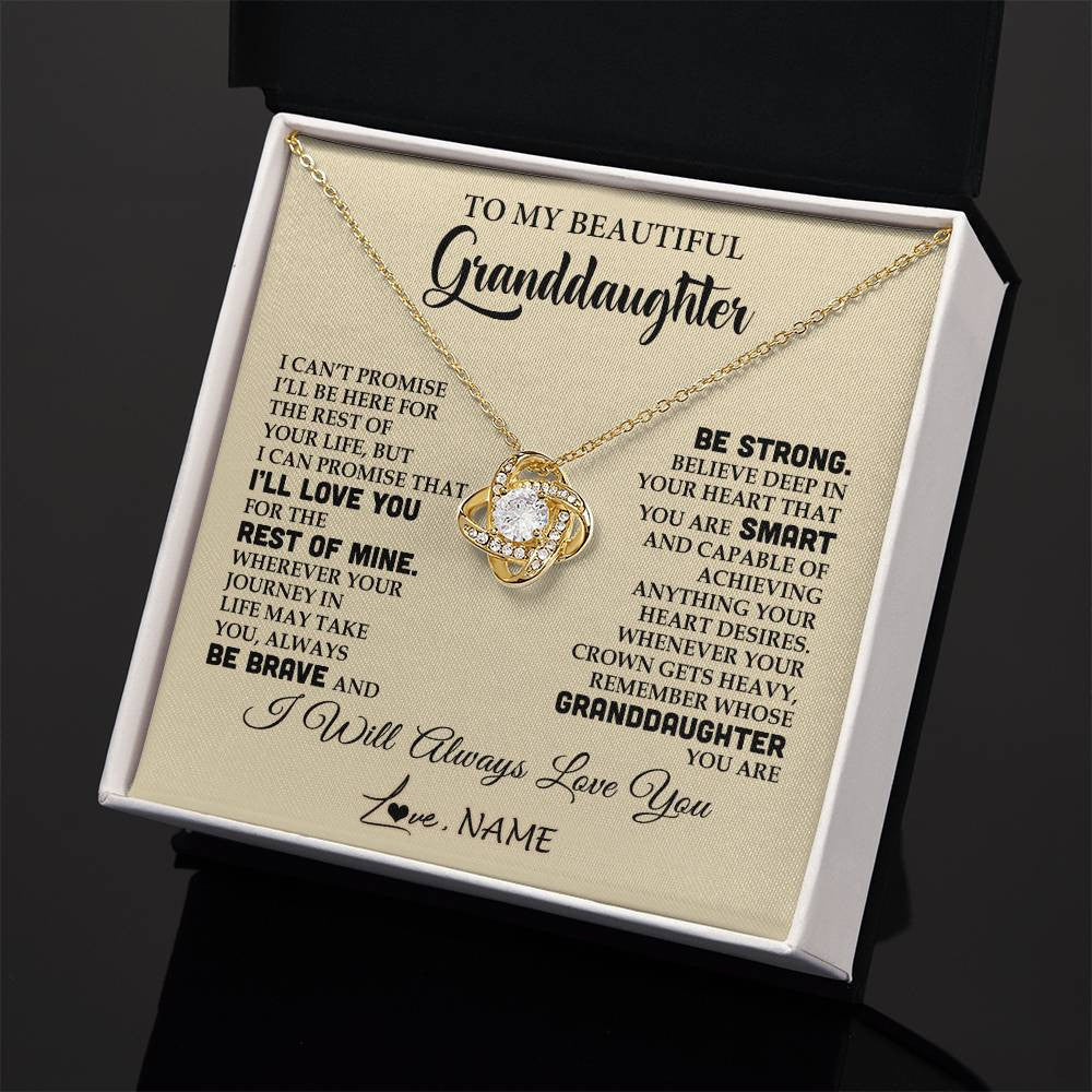 Love Knot Necklace 18K Yellow Gold Finish | 2 | Personalized To My Beautiful Granddaughter Gifts Necklace From Grandma Grandpa Inspirational Birthday Gift For Granddaughter Graduation Christmas Message Card | siriusteestore
