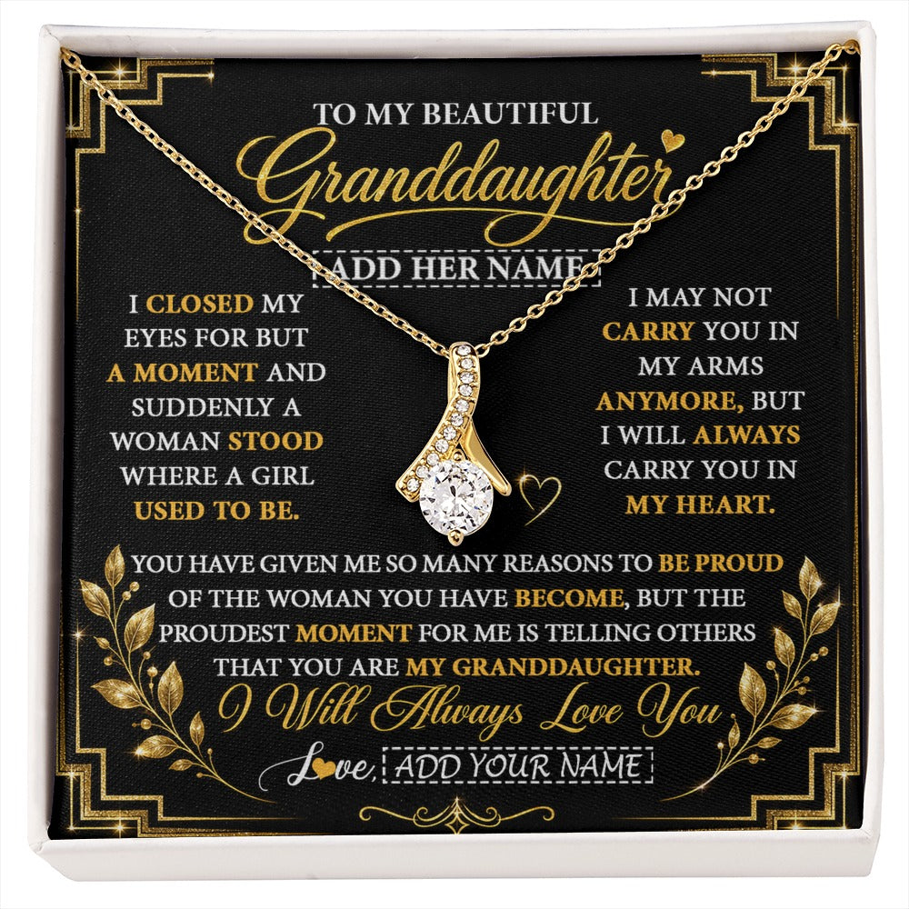 Alluring Beauty Necklace 18K Yellow Gold Finish | 1 | Personalized To My Beautiful Granddaughter Gifts Pendant Necklace I Close My Eyes Granddaughter Birthday Gifts Christmas Graduation Gift Box Message Card | https://siriusteestore.