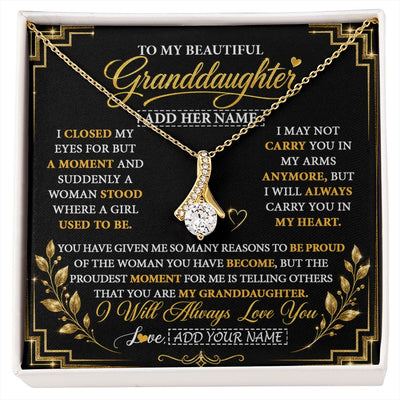 Alluring Beauty Necklace 18K Yellow Gold Finish | 1 | Personalized To My Beautiful Granddaughter Gifts Pendant Necklace I Close My Eyes Granddaughter Birthday Gifts Christmas Graduation Gift Box Message Card | https://siriusteestore.