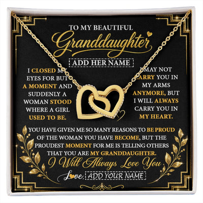 Interlocking Hearts Necklace 18K Yellow Gold Finish | 1 | Personalized To My Beautiful Granddaughter Gifts Pendant Necklace I Close My Eyes Granddaughter Birthday Gifts Christmas Graduation Gift Box Message Card | https://siriusteestore.