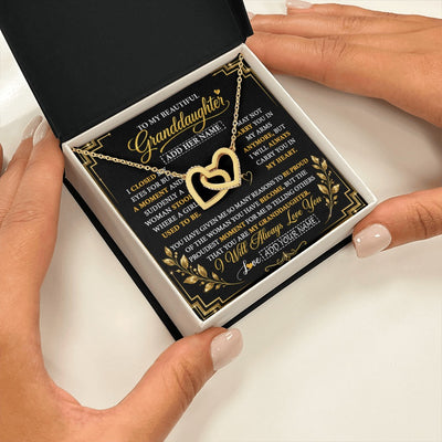 Interlocking Hearts Necklace 18K Yellow Gold Finish | 2 | Personalized To My Beautiful Granddaughter Gifts Pendant Necklace I Close My Eyes Granddaughter Birthday Gifts Christmas Graduation Gift Box Message Card | https://siriusteestore.