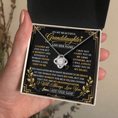 Love Knot Necklace 14K White Gold Finish | 2 | Personalized To My Beautiful Granddaughter Gifts Pendant Necklace I Close My Eyes Granddaughter Birthday Gifts Christmas Graduation Gift Box Message Card | https://siriusteestore.