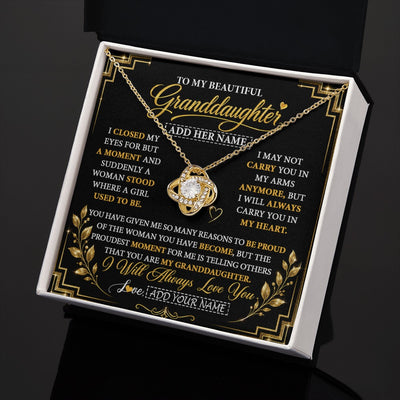 Love Knot Necklace 18K Yellow Gold Finish | 2 | Personalized To My Beautiful Granddaughter Gifts Pendant Necklace I Close My Eyes Granddaughter Birthday Gifts Christmas Graduation Gift Box Message Card | https://siriusteestore.