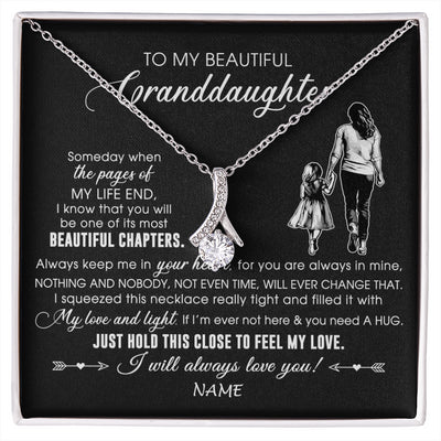 Alluring Beauty Necklace 14K White Gold Finish | 1 | Personalized To My Beautiful Granddaughter Necklace From Grandma Always Love You Granddaughter Birthday Graduation Christmas Customized Gift Box Message Card | siriusteestore
