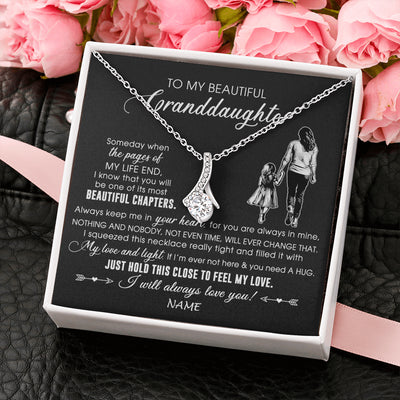 Alluring Beauty Necklace 14K White Gold Finish | 2 | Personalized To My Beautiful Granddaughter Necklace From Grandma Always Love You Granddaughter Birthday Graduation Christmas Customized Gift Box Message Card | siriusteestore