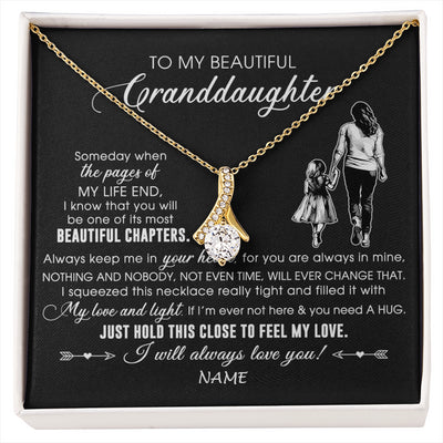 Alluring Beauty Necklace 18K Yellow Gold Finish | 1 | Personalized To My Beautiful Granddaughter Necklace From Grandma Always Love You Granddaughter Birthday Graduation Christmas Customized Gift Box Message Card | siriusteestore