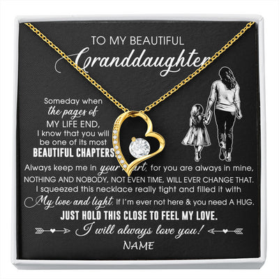 Forever Love Necklace 18K Yellow Gold Finish | 1 | Personalized To My Beautiful Granddaughter Necklace From Grandma Always Love You Granddaughter Birthday Graduation Christmas Customized Gift Box Message Card | siriusteestore