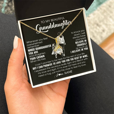 Alluring Beauty Necklace 18K Yellow Gold Finish | 2 | Personalized To My Beautiful Granddaughter Necklace From Grandma Believe In Yourself Granddaughter Birthday Gifts Jewelry Christmas Customized Message Card | siriusteestore