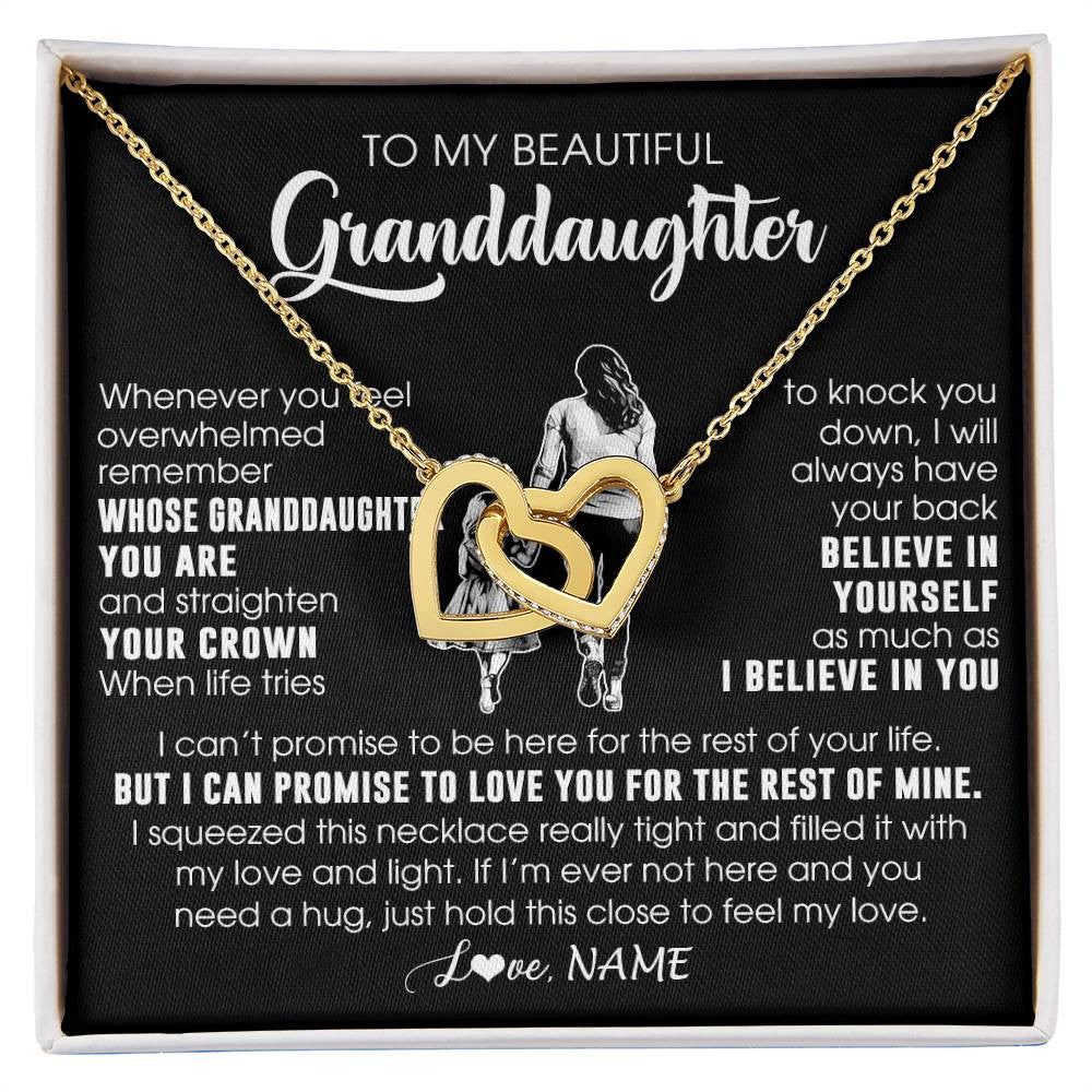 Interlocking Hearts Necklace 18K Yellow Gold Finish | 1 | Personalized To My Beautiful Granddaughter Necklace From Grandma Believe In Yourself Granddaughter Birthday Gifts Jewelry Christmas Customized Message Card | siriusteestore