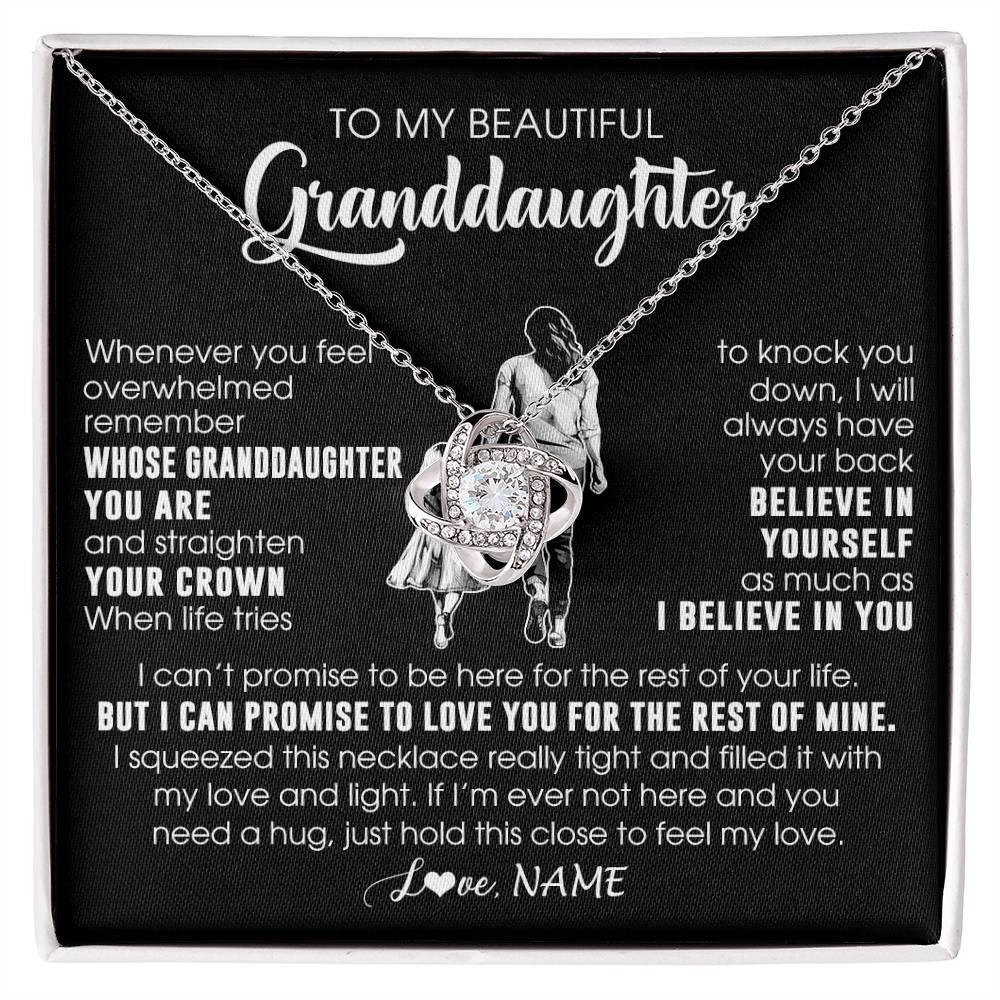 Love Knot Necklace 14K White Gold Finish | 1 | Personalized To My Beautiful Granddaughter Necklace From Grandma Believe In Yourself Granddaughter Birthday Gifts Jewelry Christmas Customized Message Card | siriusteestore