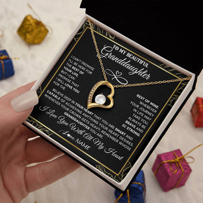 Forever Love Necklace 18K Yellow Gold Finish | 2 | Personalized To My Beautiful Granddaughter Necklace From Grandma Crown Jewelry Gifts For Granddaughter Birthday Graduation Christmas Gift Box Message Card | siriusteestore