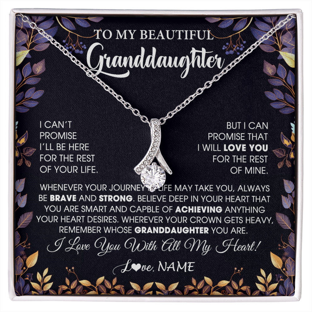 Alluring Beauty Necklace 14K White Gold Finish | 1 | Personalized To My Beautiful Granddaughter Necklace From Grandma Grandpa Grandparents Promise Necklace Birthday Gift For Granddaughter Christmas Message Card | siriusteestore