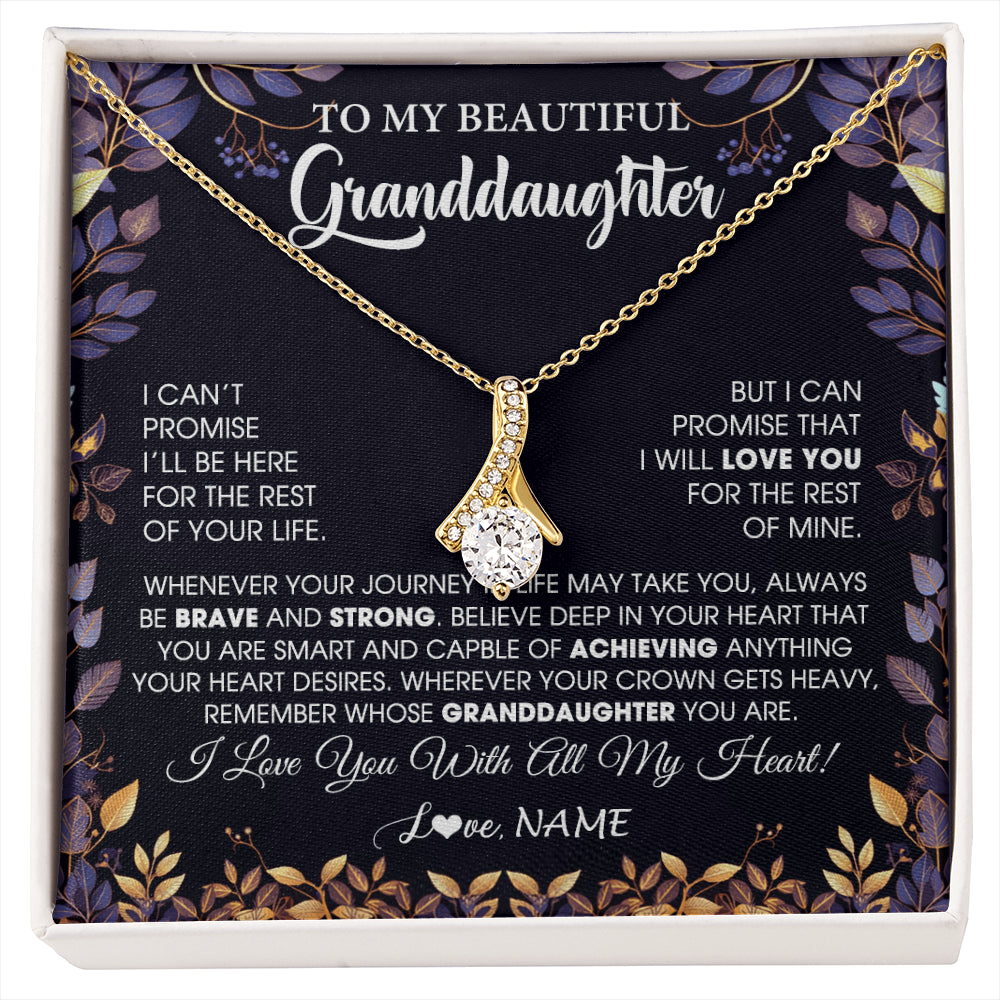 Alluring Beauty Necklace 18K Yellow Gold Finish | 1 | Personalized To My Beautiful Granddaughter Necklace From Grandma Grandpa Grandparents Promise Necklace Birthday Gift For Granddaughter Christmas Message Card | siriusteestore