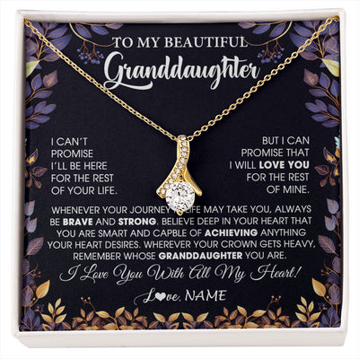 Alluring Beauty Necklace 18K Yellow Gold Finish | 1 | Personalized To My Beautiful Granddaughter Necklace From Grandma Grandpa Grandparents Promise Necklace Birthday Gift For Granddaughter Christmas Message Card | siriusteestore
