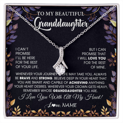 Alluring Beauty Necklace 14K White Gold Finish | 1 | Personalized To My Beautiful Granddaughter Necklace From Grandma Grandpa Grandparents Promise Necklace Birthday Gift For Granddaughter Christmas Message Card | siriusteestore