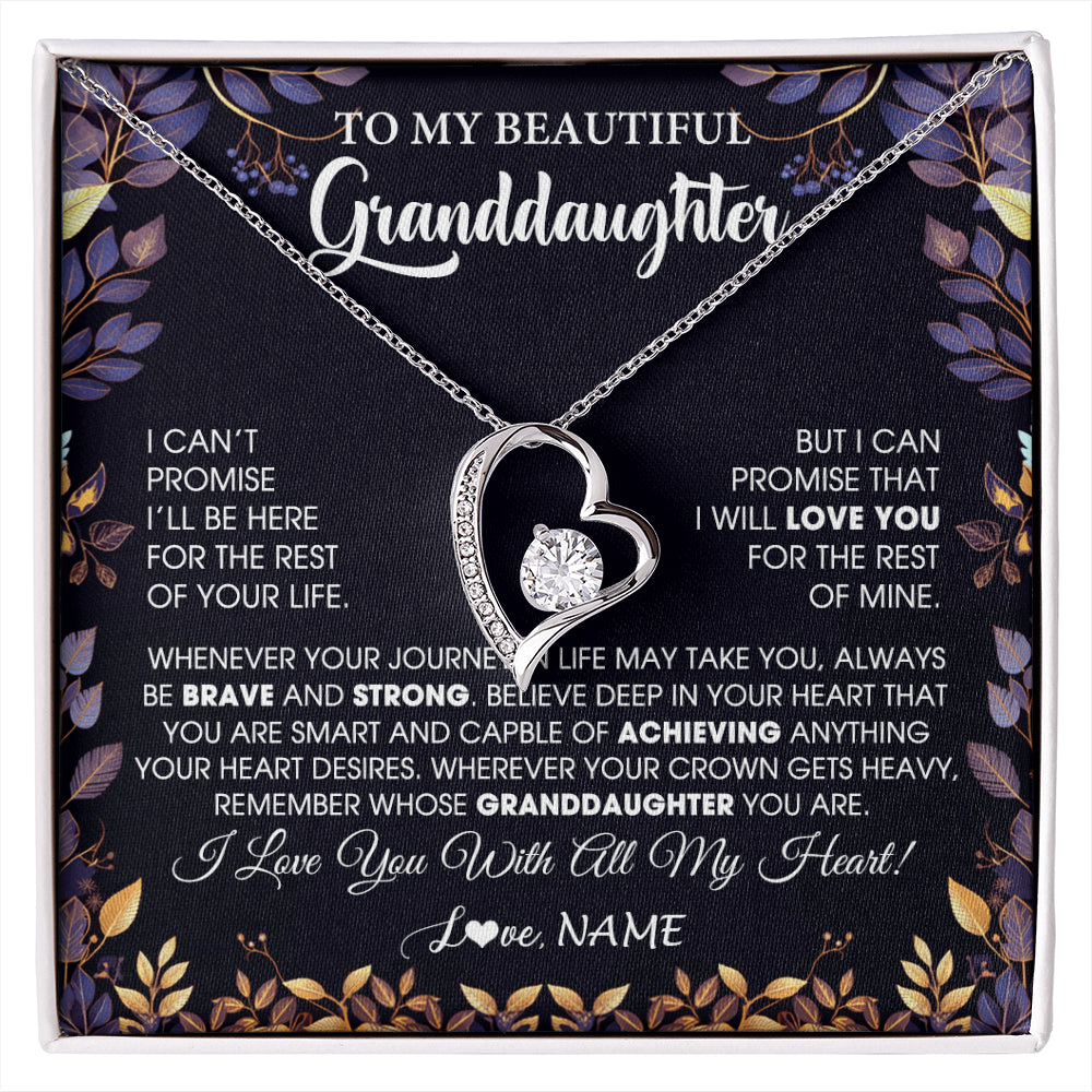 Forever Love Necklace 14K White Gold Finish | 1 | Personalized To My Beautiful Granddaughter Necklace From Grandma Grandpa Grandparents Promise Necklace Birthday Gift For Granddaughter Christmas Message Card | siriusteestore