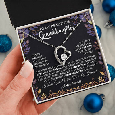 Forever Love Necklace 14K White Gold Finish | 2 | Personalized To My Beautiful Granddaughter Necklace From Grandma Grandpa Grandparents Promise Necklace Birthday Gift For Granddaughter Christmas Message Card | siriusteestore