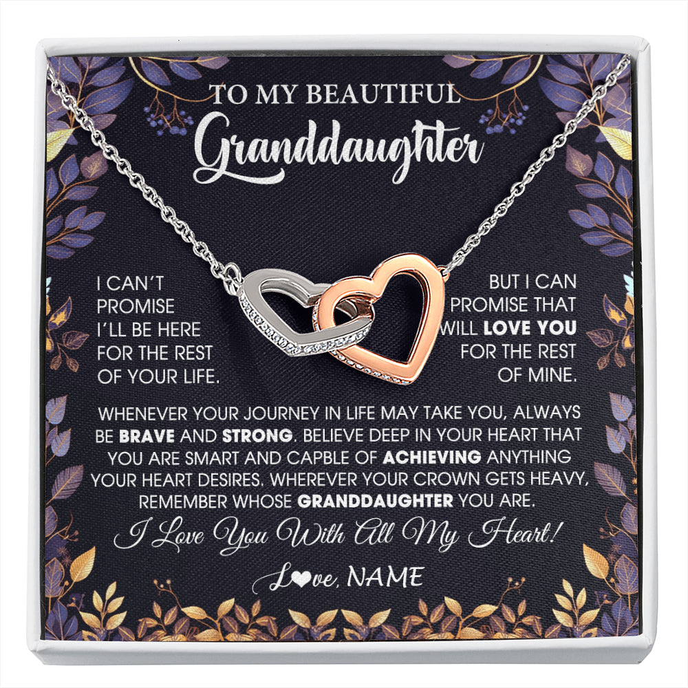 Interlocking Hearts Necklace Stainless Steel & Rose Gold Finish | 1 | Personalized To My Beautiful Granddaughter Necklace From Grandma Grandpa Grandparents Promise Necklace Birthday Gift For Granddaughter Christmas Message Card | siriusteestore