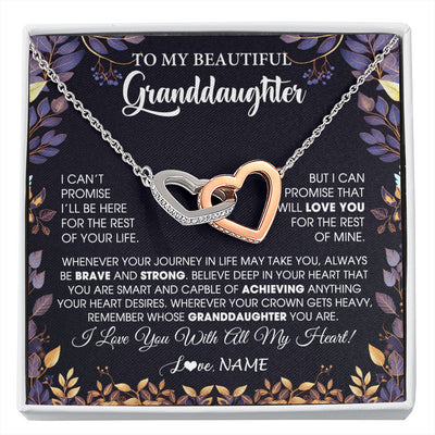 Interlocking Hearts Necklace Stainless Steel & Rose Gold Finish | 1 | Personalized To My Beautiful Granddaughter Necklace From Grandma Grandpa Grandparents Promise Necklace Birthday Gift For Granddaughter Christmas Message Card | siriusteestore