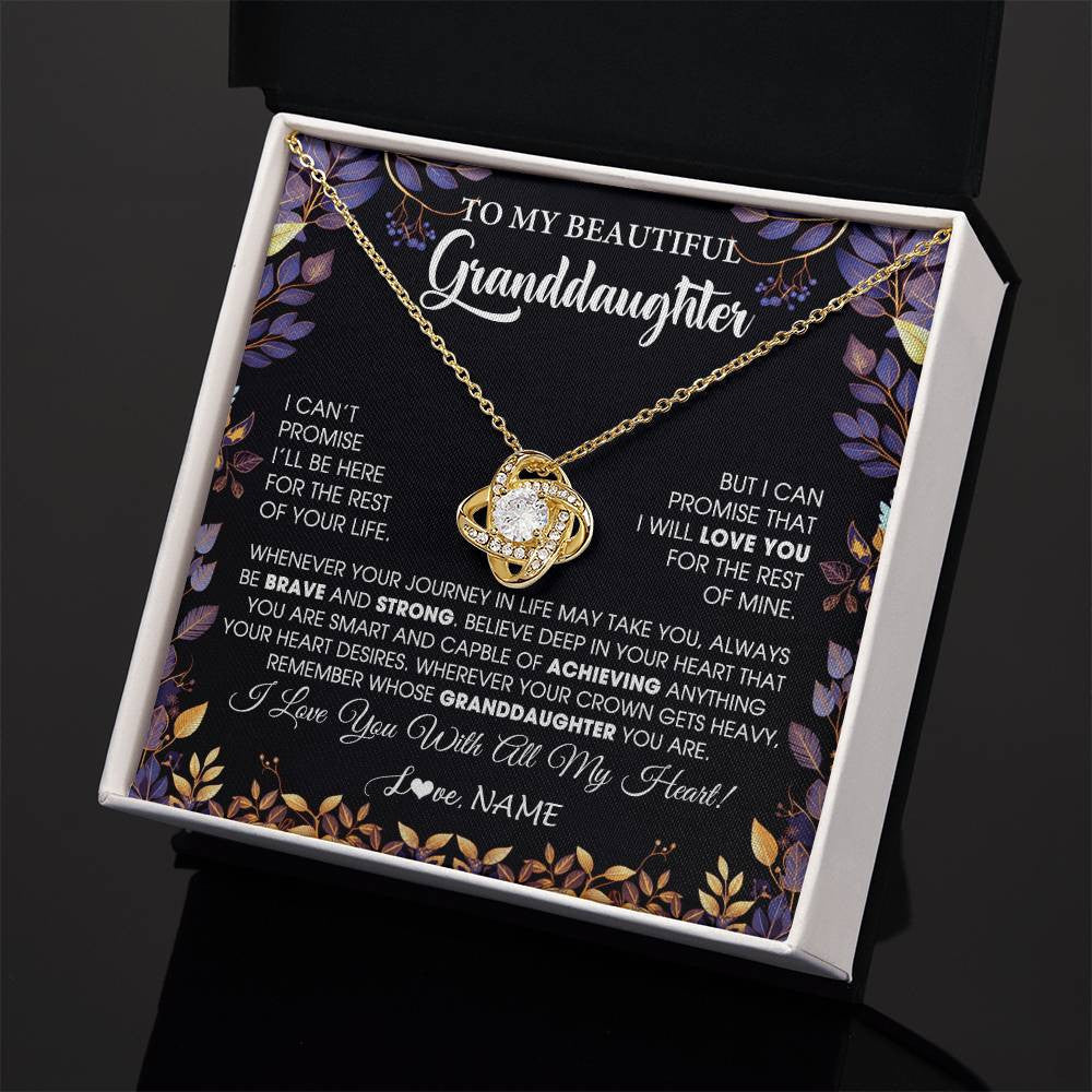 Love Knot Necklace 18K Yellow Gold Finish | 2 | Personalized To My Beautiful Granddaughter Necklace From Grandma Grandpa Grandparents Promise Necklace Birthday Gift For Granddaughter Christmas Message Card | siriusteestore