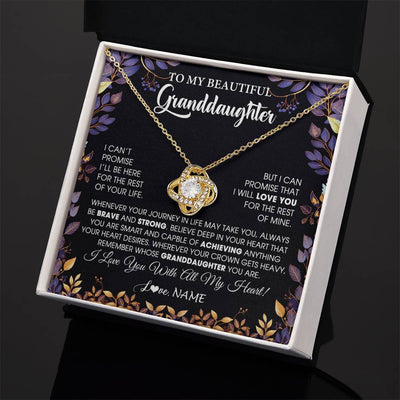 Love Knot Necklace 18K Yellow Gold Finish | 2 | Personalized To My Beautiful Granddaughter Necklace From Grandma Grandpa Grandparents Promise Necklace Birthday Gift For Granddaughter Christmas Message Card | siriusteestore