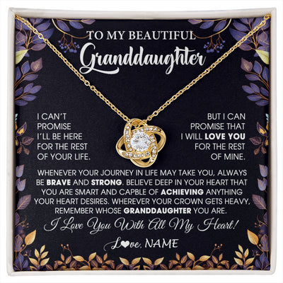 Love Knot Necklace 18K Yellow Gold Finish | 1 | Personalized To My Beautiful Granddaughter Necklace From Grandma Grandpa Grandparents Promise Necklace Birthday Gift For Granddaughter Christmas Message Card | siriusteestore