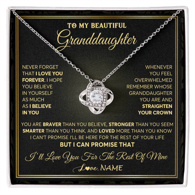 Love Knot Necklace 14K White Gold Finish | 1 | Personalized To My Beautiful Granddaughter Necklace From Grandma I Love You Jewelry Gifts For Granddaughter Birthday Graduation Christmas Gift Box Message Card | siriusteestore