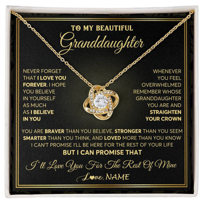 Love Knot Necklace 18K Yellow Gold Finish | 1 | Personalized To My Beautiful Granddaughter Necklace From Grandma I Love You Jewelry Gifts For Granddaughter Birthday Graduation Christmas Gift Box Message Card | siriusteestore