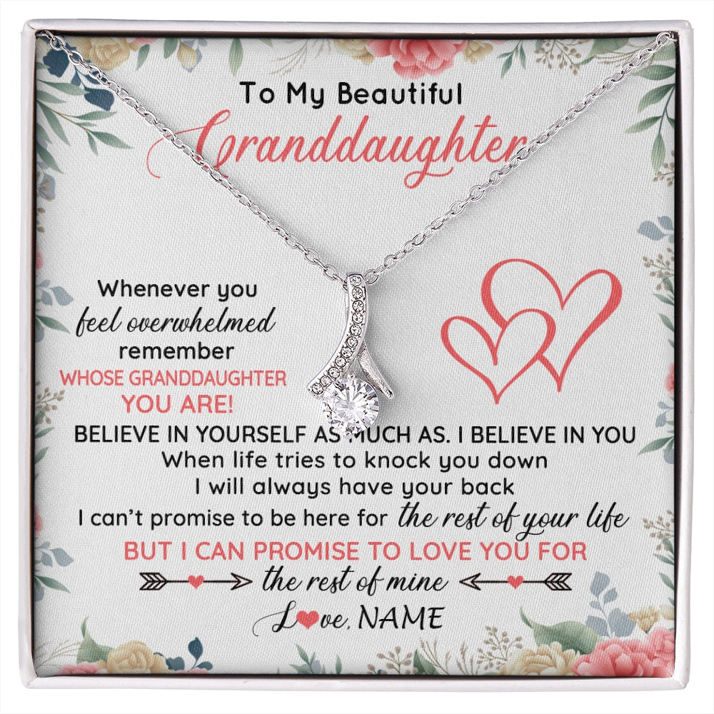 Alluring Beauty Necklace 14K White Gold Finish | 1 | Personalized To My Beautiful Granddaughter Necklace From Grandma Papa Believe In You Granddaughter Birthday Christmas Jewelry Customized Gift Box Message Card | siriusteestore.myshopify