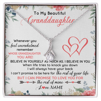 Alluring Beauty Necklace 14K White Gold Finish | 1 | Personalized To My Beautiful Granddaughter Necklace From Grandma Papa Believe In You Granddaughter Birthday Christmas Jewelry Customized Gift Box Message Card | siriusteestore.myshopify