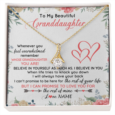 Alluring Beauty Necklace 18K Yellow Gold Finish | 1 | Personalized To My Beautiful Granddaughter Necklace From Grandma Papa Believe In You Granddaughter Birthday Christmas Jewelry Customized Gift Box Message Card | siriusteestore.myshopify