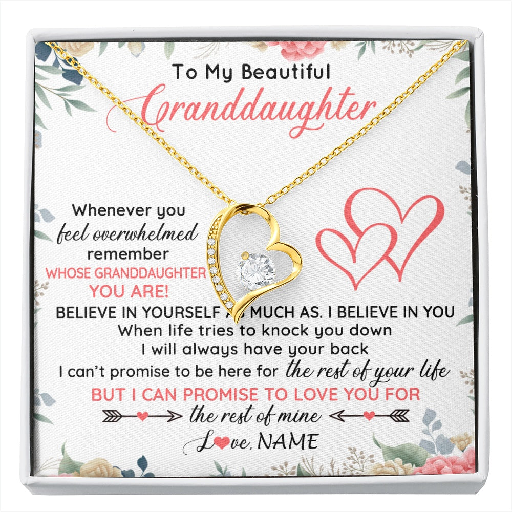 Forever Love Necklace 18K Yellow Gold Finish | 1 | Personalized To My Beautiful Granddaughter Necklace From Grandma Papa Believe In You Granddaughter Birthday Christmas Jewelry Customized Gift Box Message Card | siriusteestore.myshopify