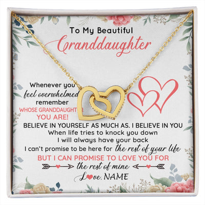 Interlocking Hearts Necklace 18K Yellow Gold Finish | 1 | Personalized To My Beautiful Granddaughter Necklace From Grandma Papa Believe In You Granddaughter Birthday Christmas Jewelry Customized Gift Box Message Card | siriusteestore.myshopify