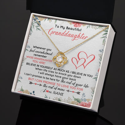 Love Knot Necklace 18K Yellow Gold Finish | 2 | Personalized To My Beautiful Granddaughter Necklace From Grandma Papa Believe In You Granddaughter Birthday Christmas Jewelry Customized Gift Box Message Card | siriusteestore.myshopify
