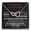 Interlocking Hearts Necklace Stainless Steel & Rose Gold Finish | Personalized To My Beautiful Granddaughter Necklace From Grandma Papa Happiness Wherever Life Birthday Graduation Christmas Customized Gift Box Message Card | siriusteestore