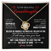 Love Knot Necklace 18K Yellow Gold Finish | Personalized To My Beautiful Granddaughter Necklace From Grandma Papa Happiness Wherever Life Birthday Graduation Christmas Customized Gift Box Message Card | siriusteestore