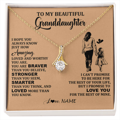 Alluring Beauty Necklace 18K Yellow Gold Finish | 1 | Personalized To My Beautiful Granddaughter Necklace From Grandma Promise To Love You Granddaughter Birthday Jewelry Christmas Customized Gift Box Message Card | siriusteestore