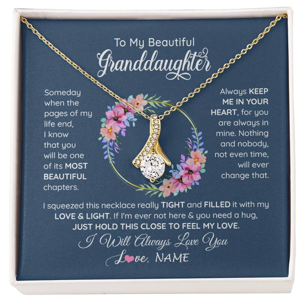 Alluring Beauty Necklace 18K Yellow Gold Finish | 1 | Personalized To My Beautiful Granddaughter Necklace From Grandma Someday When The Pages Granddaughter Birthday Christmas Customized Gift Box Message Card | siriusteestore