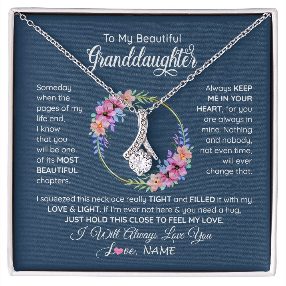 Alluring Beauty Necklace | Personalized To My Beautiful Granddaughter Necklace From Grandma Someday When The Pages Granddaughter Birthday Christmas Customized Gift Box Message Card | siriusteestore