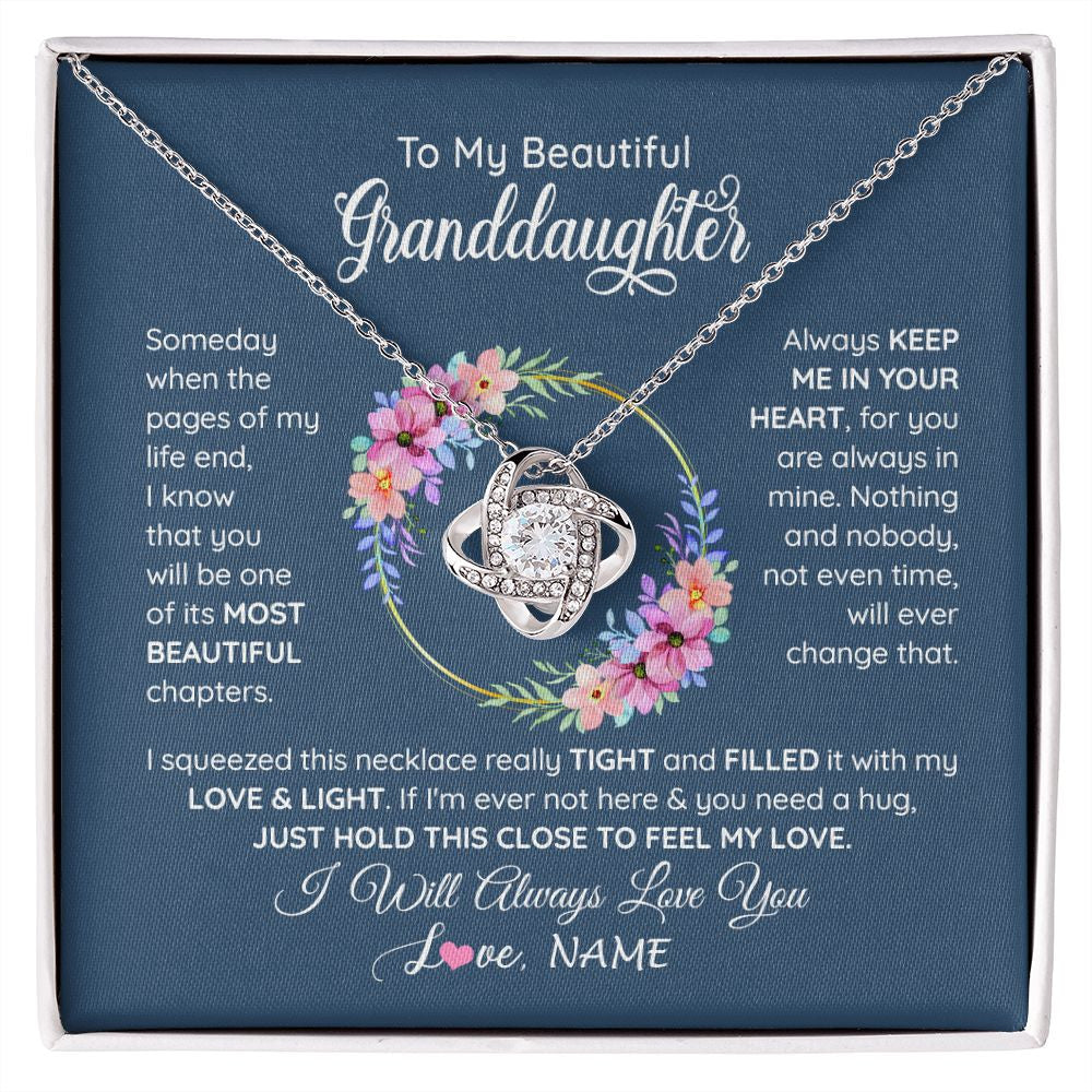 Love Knot Necklace | Personalized To My Beautiful Granddaughter Necklace From Grandma Someday When The Pages Granddaughter Birthday Christmas Customized Gift Box Message Card | siriusteestore