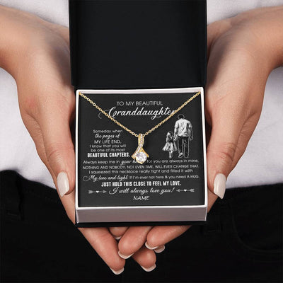 Alluring Beauty Necklace 18K Yellow Gold Finish | 2 | Personalized To My Beautiful Granddaughter Necklace From Grandpa Always Love You Granddaughter Birthday Graduation Christmas Customized Gift Box Message Card | siriusteestore