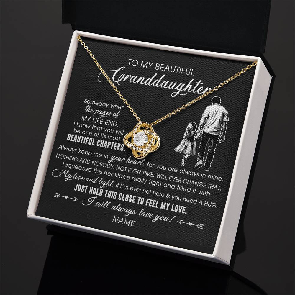 Love Knot Necklace 18K Yellow Gold Finish | 2 | Personalized To My Beautiful Granddaughter Necklace From Grandpa Always Love You Granddaughter Birthday Graduation Christmas Customized Gift Box Message Card | siriusteestore