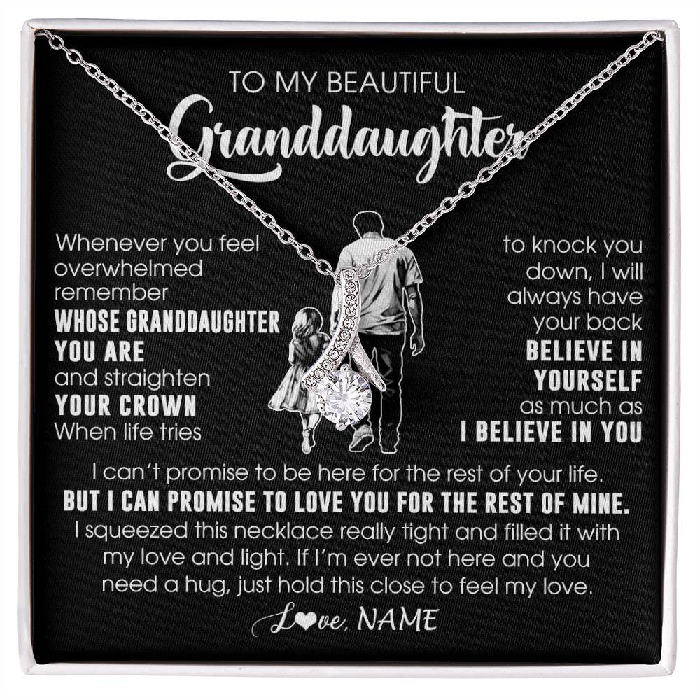 Alluring Beauty Necklace 14K White Gold Finish | 1 | Personalized To My Beautiful Granddaughter Necklace From Grandpa Believe In Yourself Granddaughter Birthday Gifts Jewelry Christmas Customized Message Card | siriusteestore